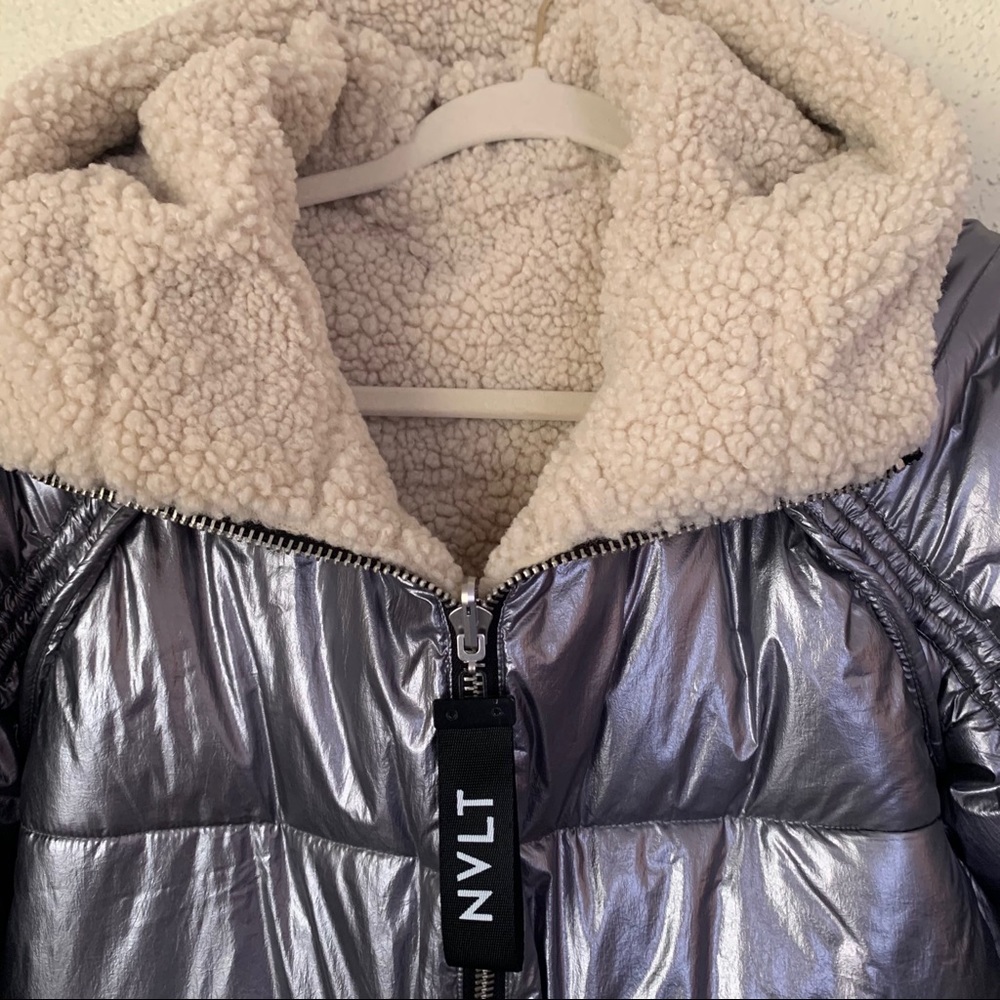 NVLT Silver Reversible Down Puffer Sherpa Jacket - Picture 8 of 16